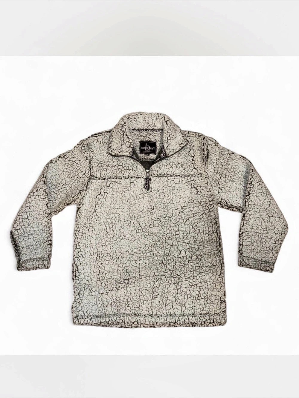 Boxercraft Unisex Sherpa Fleece Quarter-Zip Pullover Gray & Black Medium